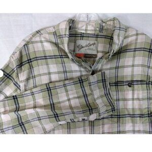 Duck Camp Flannel Mens XL Shirt Premium Long Sleeve Green Plaid Outdoors Stretch